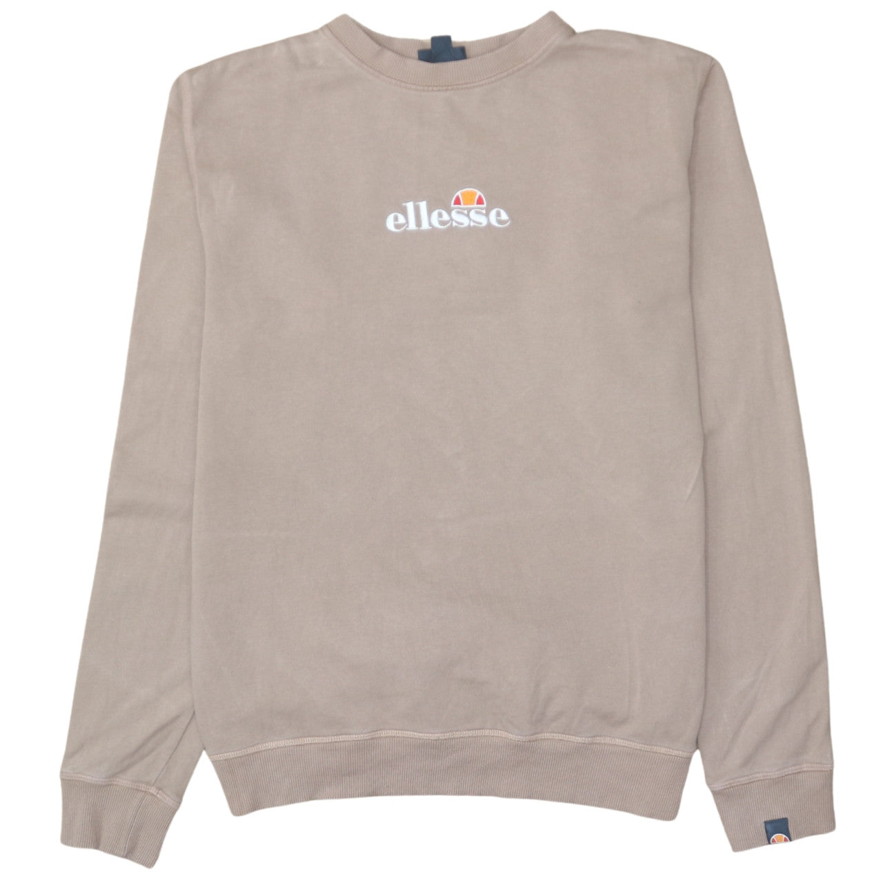 Ellesse Womens Beige Cotton Crew Neck Pullover Sweatshirt UK 8