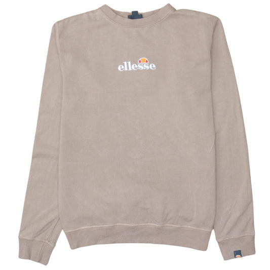 Ellesse Womens Beige Cotton Crew Neck Pullover Sweatshirt UK 8