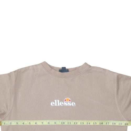 Ellesse Womens Beige Cotton Crew Neck Pullover Sweatshirt UK 8
