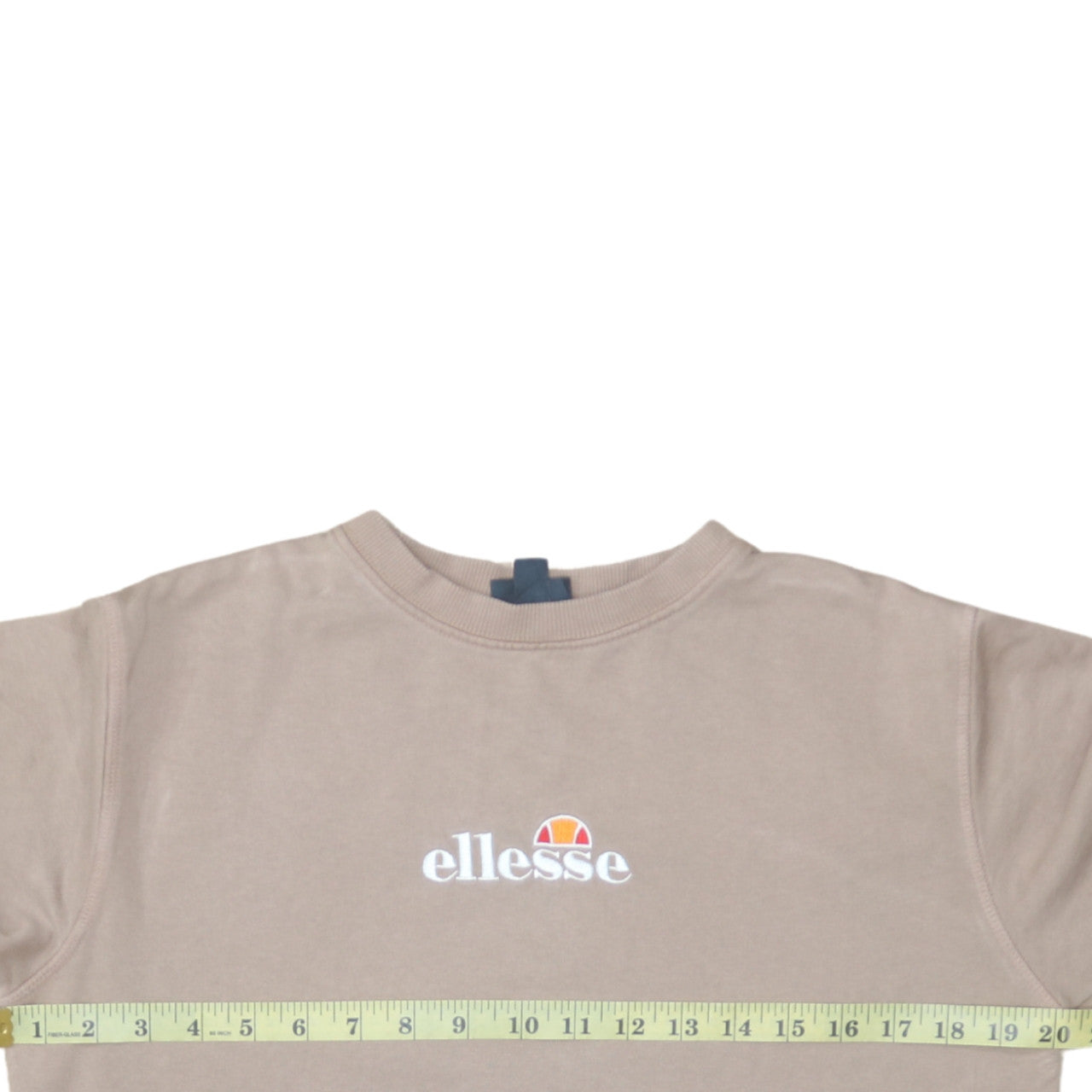 Ellesse Womens Beige Cotton Crew Neck Pullover Sweatshirt UK 8