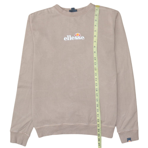 Ellesse Womens Beige Cotton Crew Neck Pullover Sweatshirt UK 8
