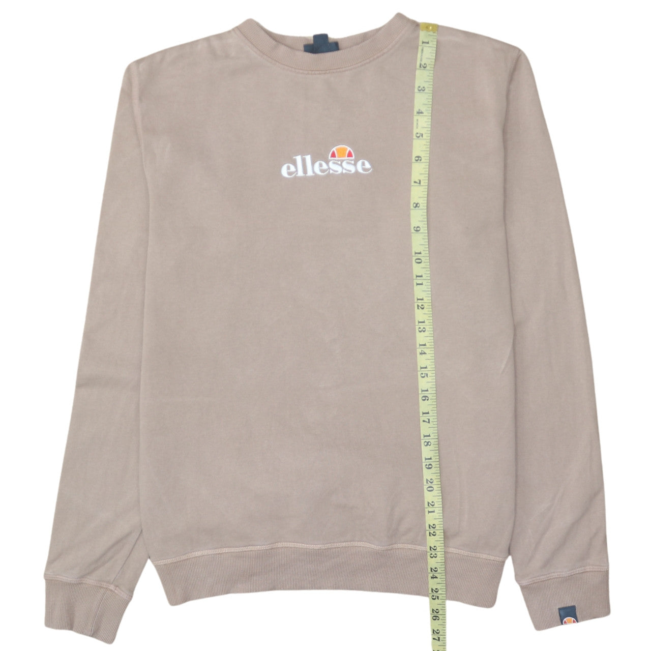 Ellesse Womens Beige Cotton Crew Neck Pullover Sweatshirt UK 8