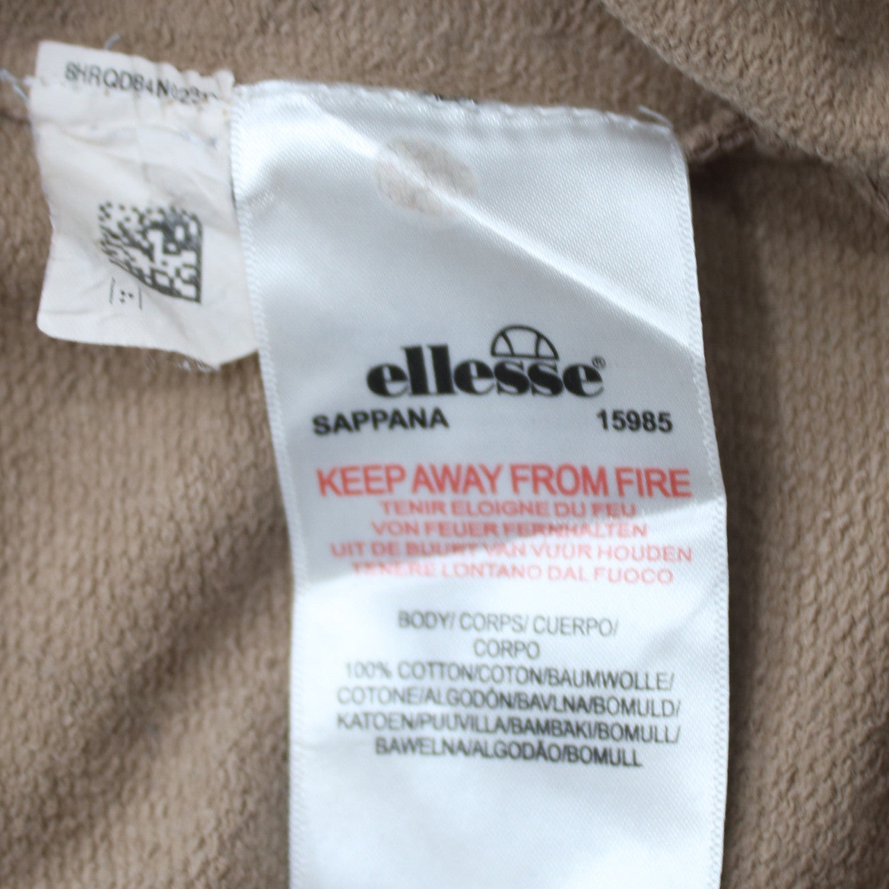 Ellesse Womens Beige Cotton Crew Neck Pullover Sweatshirt UK 8