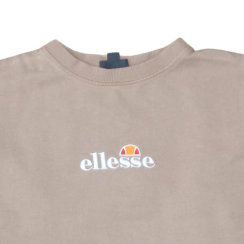 Ellesse Womens Beige Cotton Crew Neck Pullover Sweatshirt UK 8
