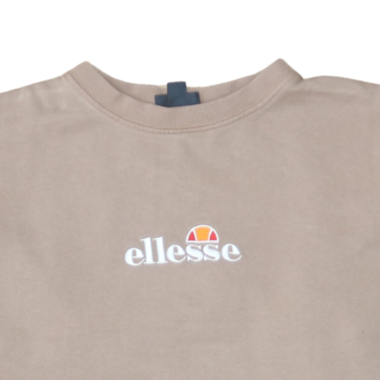 Ellesse Womens Beige Cotton Crew Neck Pullover Sweatshirt UK 8