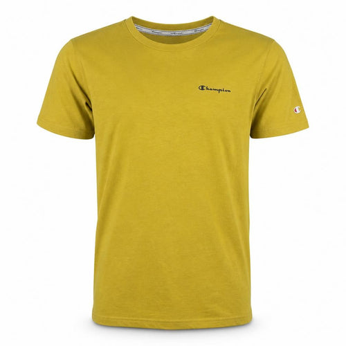 Champion Men's Yellow Small Crew Neck Cotton T-Shirt