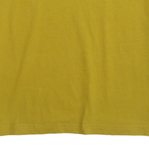 Champion Men's Yellow Small Crew Neck Cotton T-Shirt