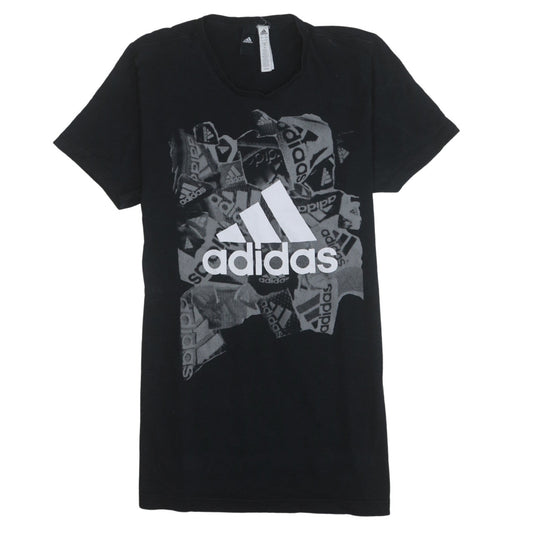 Adidas Men's Black Cotton Graphic Logo Short Sleeve T-Shirt L