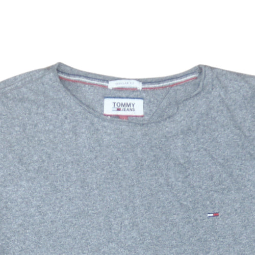 Tommy Jeans Men's Grey Regular Fit Crew Neck Short Sleeve T-Shirt M