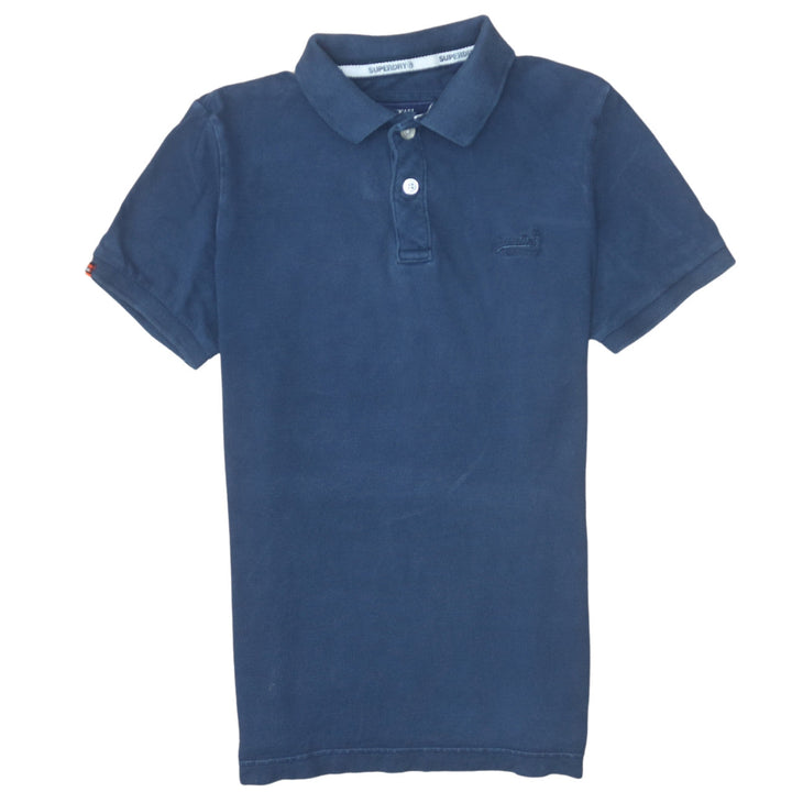 Superdry Men’s Blue Cotton Polo Shirt Medium Classic Fit