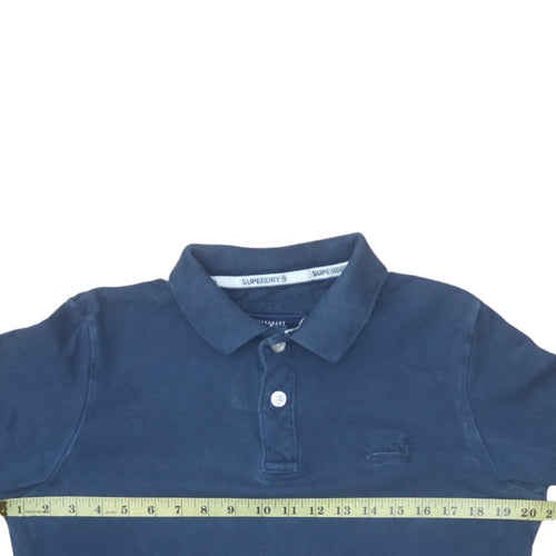 Superdry Men’s Blue Cotton Polo Shirt Medium Classic Fit