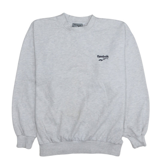 Reebok Essentials Men Grey M Pullover Crew Neck Logo Sweatshirt