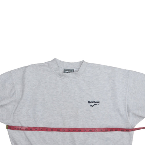 Reebok Essentials Men Grey M Pullover Crew Neck Logo Sweatshirt