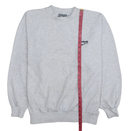 Reebok Essentials Men Grey M Pullover Crew Neck Logo Sweatshirt