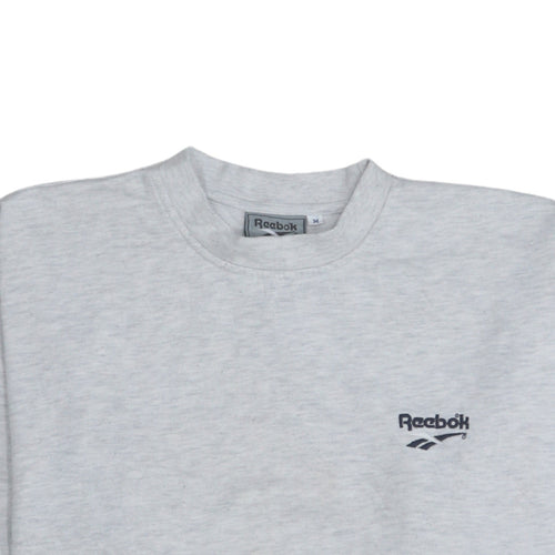 Reebok Essentials Men Grey M Pullover Crew Neck Logo Sweatshirt