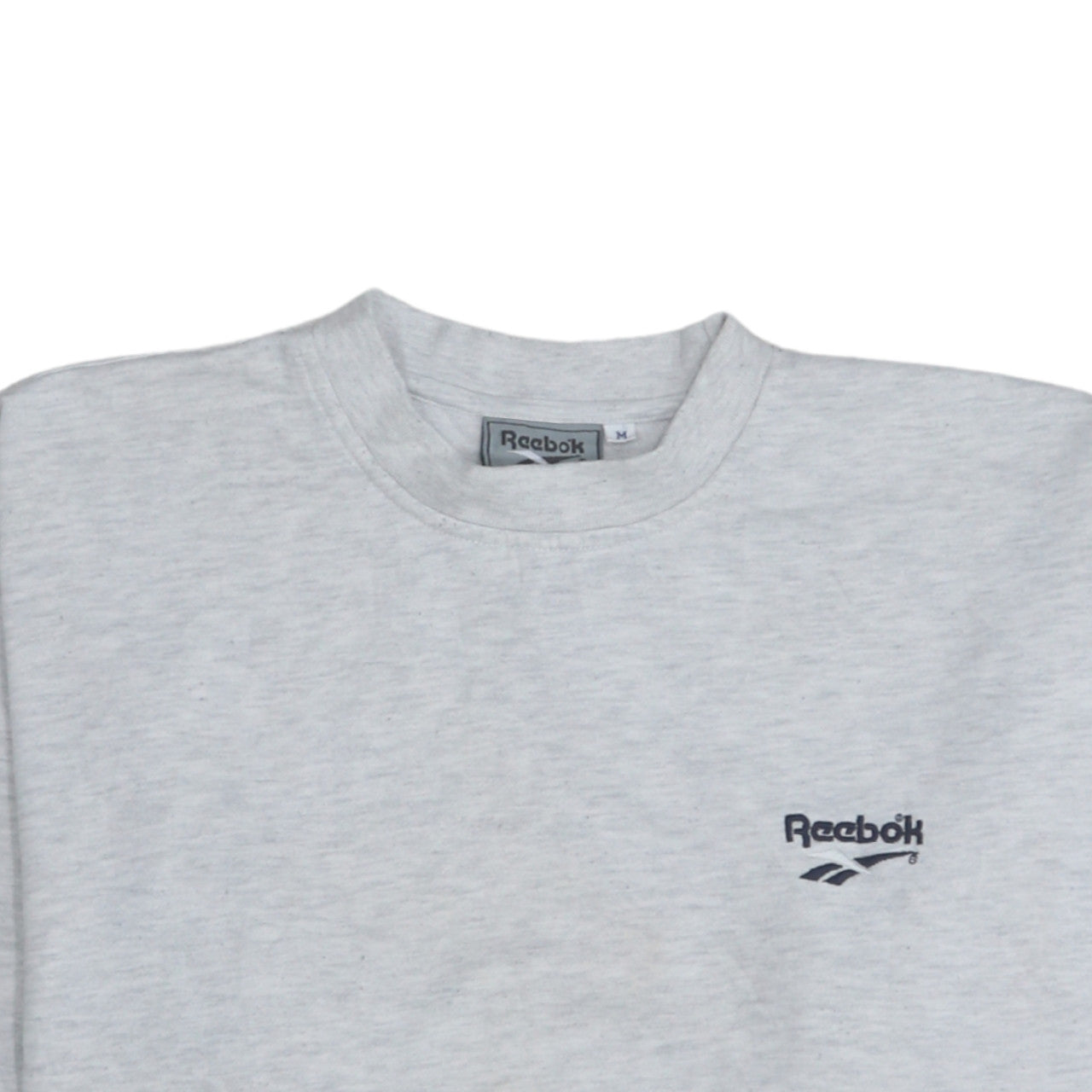 Reebok Essentials Men Grey M Pullover Crew Neck Logo Sweatshirt