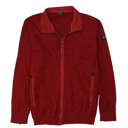 Paul & Shark Men’s Red Cotton Full Zip Knit Jacket Size L