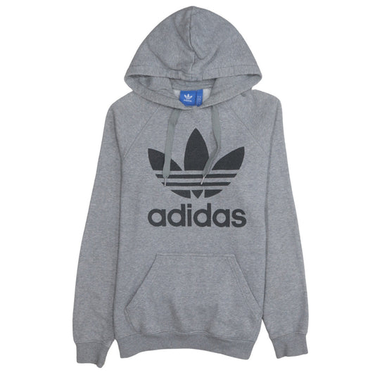 Adidas Mens Grey Pullover Hoodie Small Regular Fit Logo Fleece