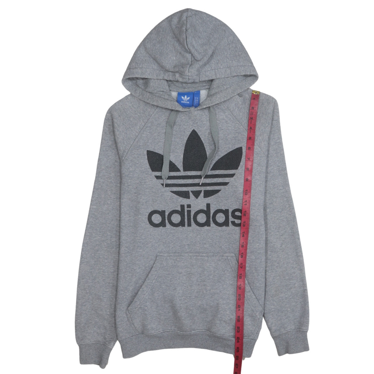 Adidas Mens Grey Pullover Hoodie Small Regular Fit Logo Fleece