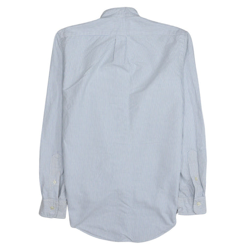 Ralph Lauren Men's Blue Striped Classic Fit Cotton Band Collar Shirt XS