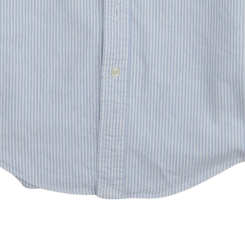 Ralph Lauren Men's Blue Striped Classic Fit Cotton Band Collar Shirt XS