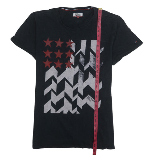 Tommy Hilfiger Denim Men's Black Graphic Print Crew Neck T-Shirt Size L