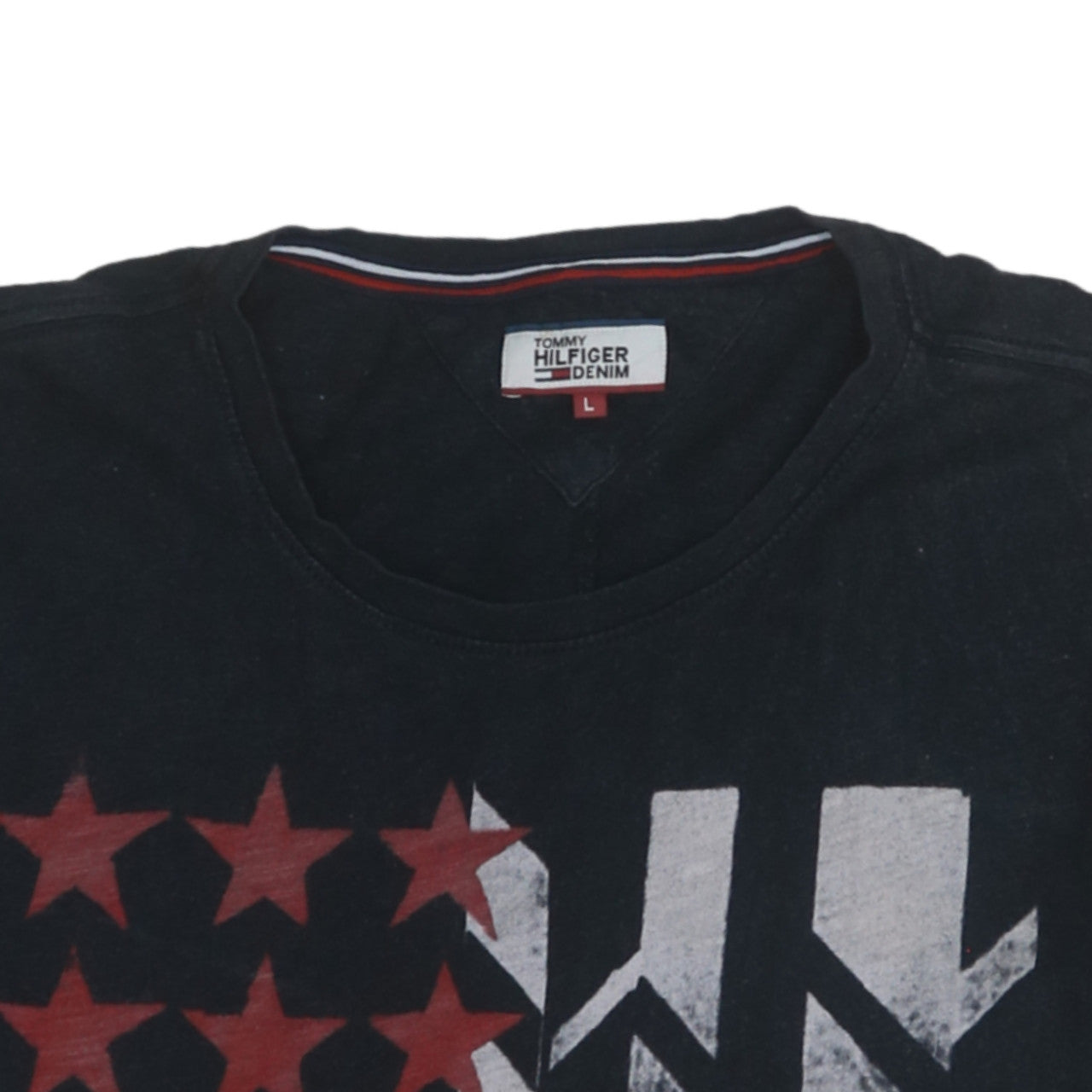 Tommy Hilfiger Denim Men's Black Graphic Print Crew Neck T-Shirt Size L