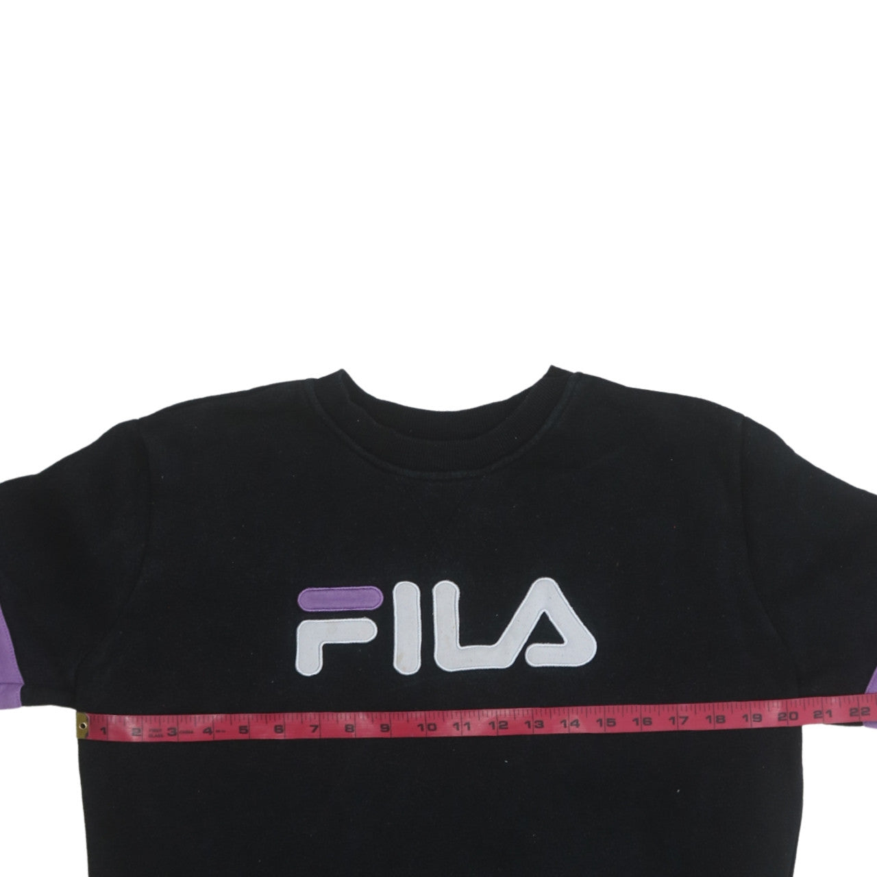 Fila Womens Black Purple Logo Crew Neck Pullover Sweatshirt Size M