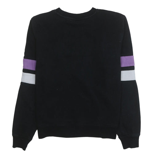 Fila Womens Black Purple Logo Crew Neck Pullover Sweatshirt Size M