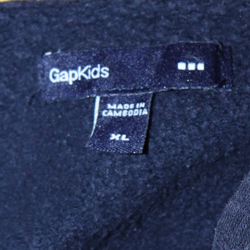 GAP Boys Blue XL Pullover Fleece Hoodie with Yellow Logo