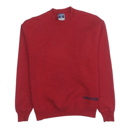 Avirex USA Men's Red Medium Crew Neck Fleece Sweatshirt