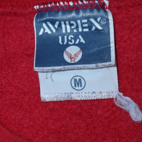 Avirex USA Men's Red Medium Crew Neck Fleece Sweatshirt