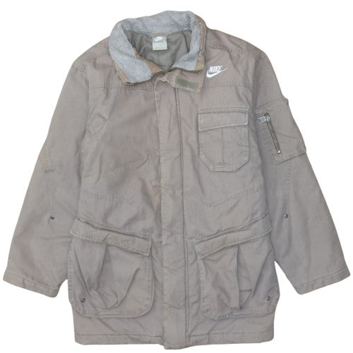 Nike Teens Grey Lined Parka Jacket L Grey Hooded Outdoor Coat
