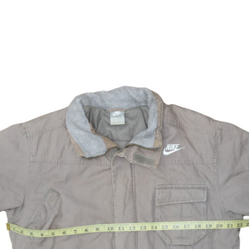 Nike Teens Grey Lined Parka Jacket L Grey Hooded Outdoor Coat