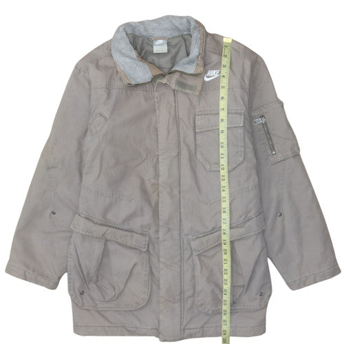 Nike Teens Grey Lined Parka Jacket L Grey Hooded Outdoor Coat