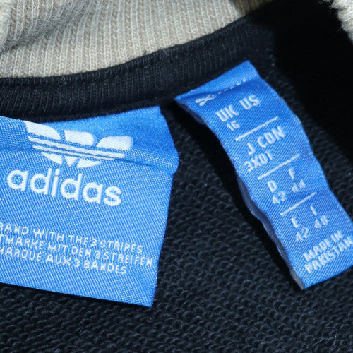 Adidas Women Beige Black Colourblock Crew Neck Sweatshirt Size 16