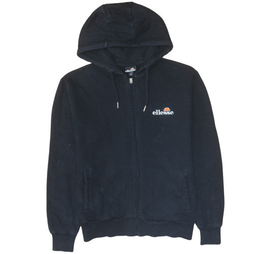 Ellesse Womens Black Full Zip Hoodie UK 8 Cotton Blend Casual