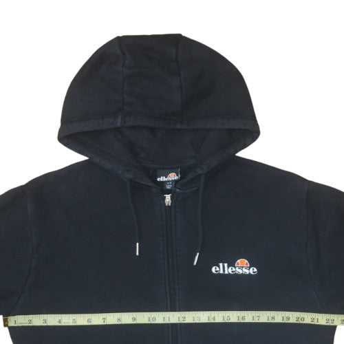 Ellesse Womens Black Full Zip Hoodie UK 8 Cotton Blend Casual