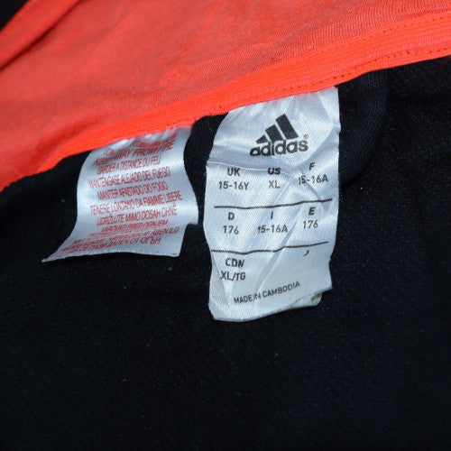 Adidas Boys Black & Grey Full Zip Hoodie 15-16 Years Classic Fleece