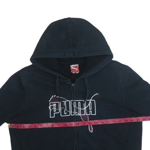 Puma Womens Black Full Zip Hoodie Size M Logo Graphic Sweatshirt