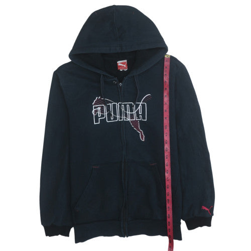 Puma Womens Black Full Zip Hoodie Size M Logo Graphic Sweatshirt