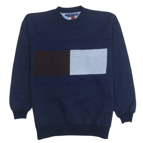 Tommy Hilfiger Men’s Blue Logo Crew Neck Pullover Sweatshirt L