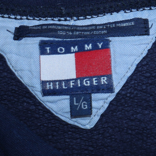 Tommy Hilfiger Men’s Blue Logo Crew Neck Pullover Sweatshirt L