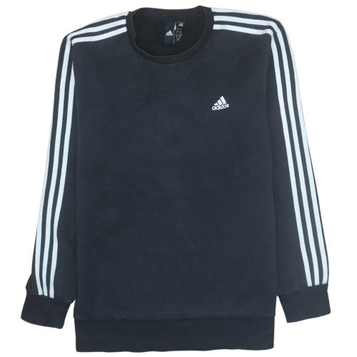 adidas Mens Black Crew Neck Long Sleeve Pullover Sweatshirt L