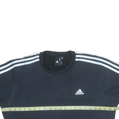 adidas Mens Black Crew Neck Long Sleeve Pullover Sweatshirt L