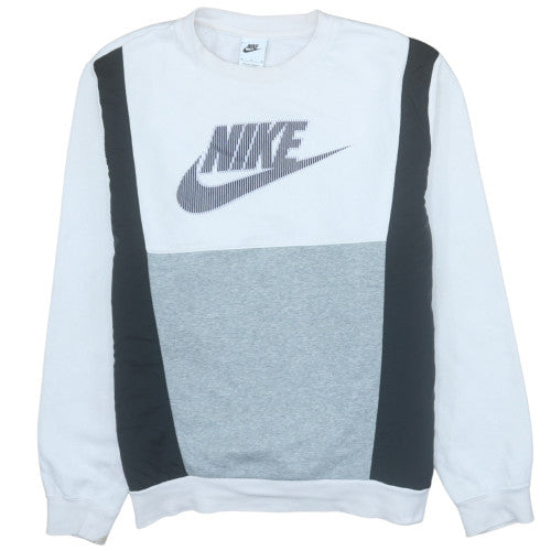 Nike Womens Grey White Colourblock Logo Sweatshirt Size M