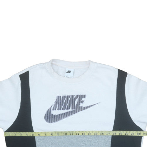 Nike Womens Grey White Colourblock Logo Sweatshirt Size M