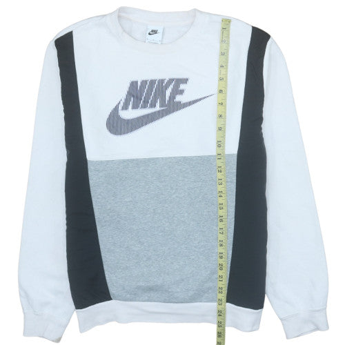 Nike Womens Grey White Colourblock Logo Sweatshirt Size M
