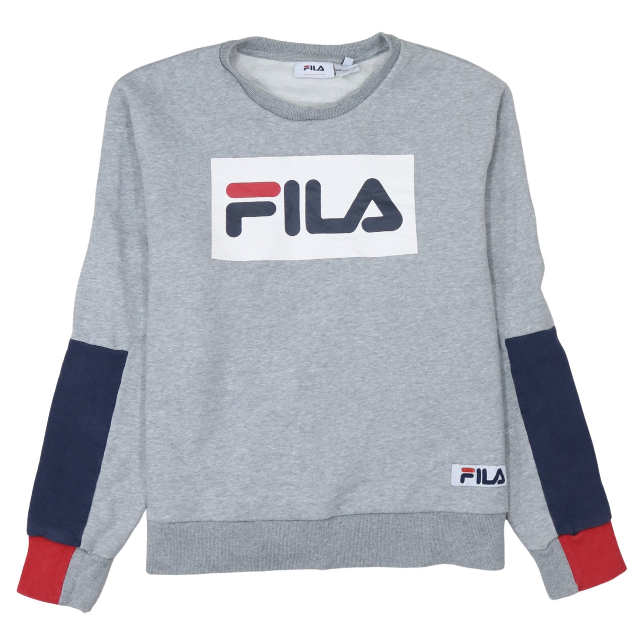 Fila Womens Grey Regular Fit Crew Neck Logo Pullover Sweatshirt L