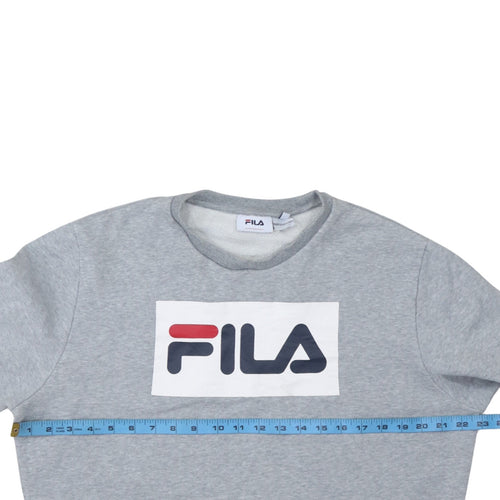 Fila Womens Grey Regular Fit Crew Neck Logo Pullover Sweatshirt L